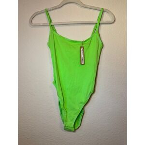SKIMS Neon Green Bodysuit Sleeveless Stretch Casual Top S